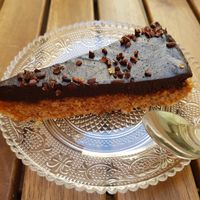 Raw choco nuts cake at Solar Kitchen Bar in Larnaca