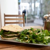 Spinach Burger at Solar Kitchen Bar in Larnaca