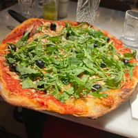 Mushroom bosco pizza with extra mushrooms and olives  at Pizza Express - St Paul's Place in Sheffield