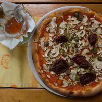 Pizza "Die Happy" at Pizza Crocodiles in Innsbruck