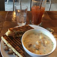 Grilled ‘Cheese’ and ‘Lobster’ soup at Die Pie in Edmonton