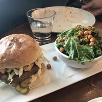 Burger n side kale Caesar  at Die Pie in Edmonton
