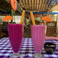 Banana and dragon fruit juice and dragon fruit juice  at Yar Pyi in Bagan