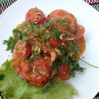 Tomato salad at Yar Pyi in Bagan