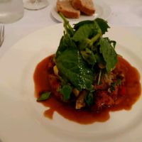 Polenta Austernpilzschnitte Portweinjus Ratatouille und marinierte Wildkräuter  at Jardin by Albanbrücke in Basel