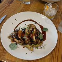 Lions mane mushroom steak, with smoked cabbage, fingerling potatoes and a vegan jus!    at PinPoint Restaurant in Wilmington