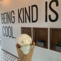 Birthday cake and pistachio in a waffle cone at Anti Social Icecream Co in Austin
