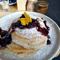 Wild blueberry buttermilk pancakes at Mildreds - Dalston in East London
