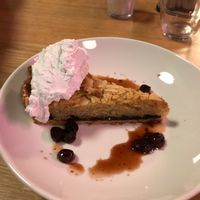 Bakewell tart with coconut cream  at Mildreds - Dalston in East London