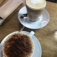 Coconut latte and cappuccino  at Mildreds - Dalston in East London