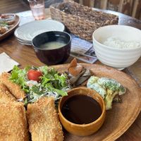 Tofu katsu with soup and ricee  at Navo in Furano