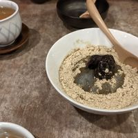 Black sesame tofu with kinako at Tofu Room Dy's in Tokyo
