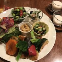 Tofu menu with soy milk and original (bean) tea at Tofu Room Dy's in Tokyo