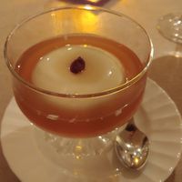 Tofu in a cinnamon syrup at Tofu Room Dy's in Tokyo