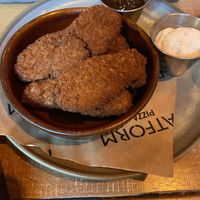 Vegan wings with vegan garlic mayo and Caribbean jerk dipping sauce   at Platform Pizza Bar in Bray