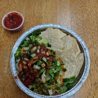 Junior bowl with BBQ seitan/rice/beans/veggies at Dia De Los Burritos in Pitman