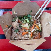 Pad thai with tofu at Salt Spring Wok Bar in Salt Spring Island