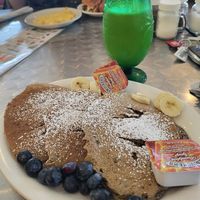 Vegan blueberry pancakes sans nuts at Stella's Cafe in Wildwood