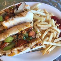 Grilled veggie sandwich with Daiya cheese at Stella's Cafe in Wildwood