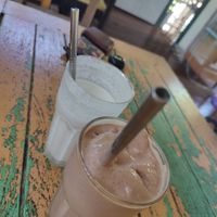 Banana peanut shake/banana chocolate shake at Bird's Nest Cafe in Chiang Mai