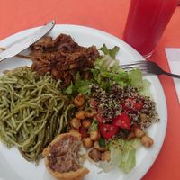 Self served lunch and watermelon juice at Apetit Natural in Brasilia