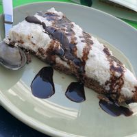 Raw coconut tart at Veggie Momi in Albufeira
