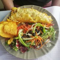 Think this was a chickpea omelette at Veggie Momi in Albufeira
