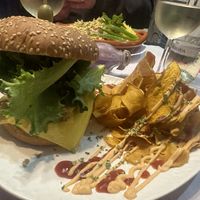 Tropical burger  at Veggie Momi in Albufeira