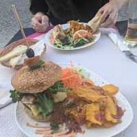 The Momi Burger, and a Portuguese chorizo wrap at Veggie Momi in Albufeira