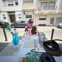 Pink panther and electric long island iced tea cocktails at Veggie Momi in Albufeira