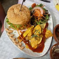 No chicken burger  at Veggie Momi in Albufeira