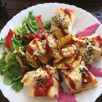 Vegan sausage wrap at Veggie Momi in Albufeira