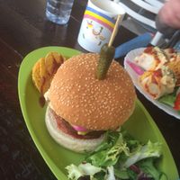 Vegan burger at Veggie Momi in Albufeira