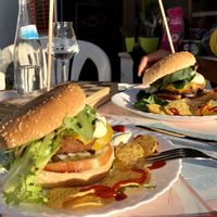 soy burger and beyond burger  at Veggie Momi in Albufeira