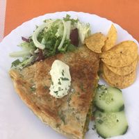Tofu, mushroom & lentil tart at Veggie Momi in Albufeira