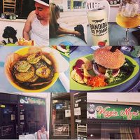 Our little friend, outside the restaurant and some of the lovely food we tried  at Veggie Momi in Albufeira