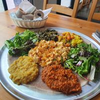Vegan Sampler + Tofu Tibs at Moya in San Francisco