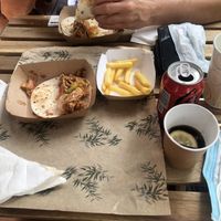 4 tacos each: jackfruit & heura (soy meat) at The Burger Cafe in Tenerife