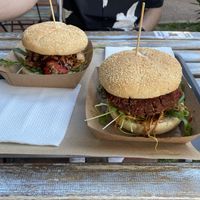 Jackfruit burger & Beet burger   at The Burger Cafe in Tenerife