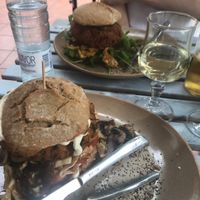 Falafel burger and beet burger! Both amazing.  at The Burger Cafe in Tenerife