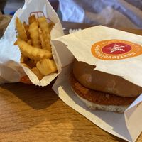 Chicken style burger and fries/chips at Next Level Burger - Roosevelt in Seattle