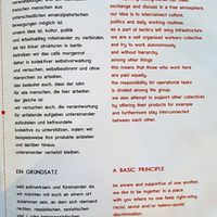 Principles of the cafe (German / English) at Cafe Morgenrot in Berlin