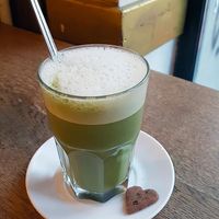 Matcha latte with oat milk at Cafe Morgenrot in Berlin