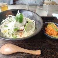 Udon in a komatsura broth.  at Etxe Nami in Saint-jean-de-luz