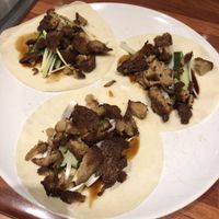 Mock vegan duck pancakes. Delish!  at New Happy Palace  in Gillingham