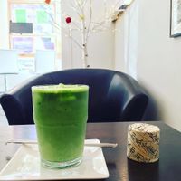 Very tasty iced matcha latte with almond milk at Just Matcha Tea Shop - Pandora Ave in Victoria
