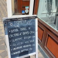 Daily menu table. at Barbarella Juicebar in Ljubljana