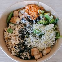 Tofu bowl with peanut sauce
 at Barbarella Juicebar in Ljubljana