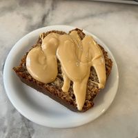 Banana bread with peanut butter  at Barbarella Juicebar in Ljubljana