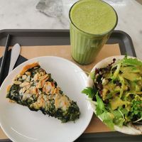 Spinach quiche at Barbarella Juicebar in Ljubljana